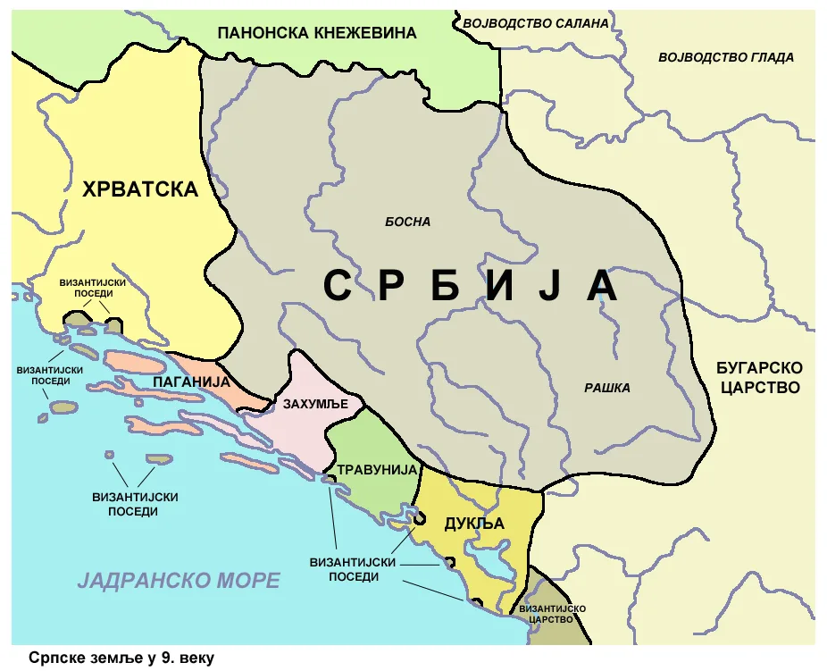 Karta srpskih zemalja u 9. veku