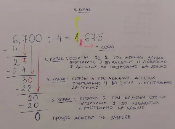 Deljenje decimalnih brojeva matematika 5. razred
