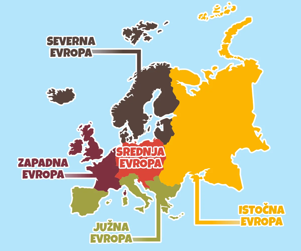 Karta Evrope sa okeanima i morima oko kontinenta
