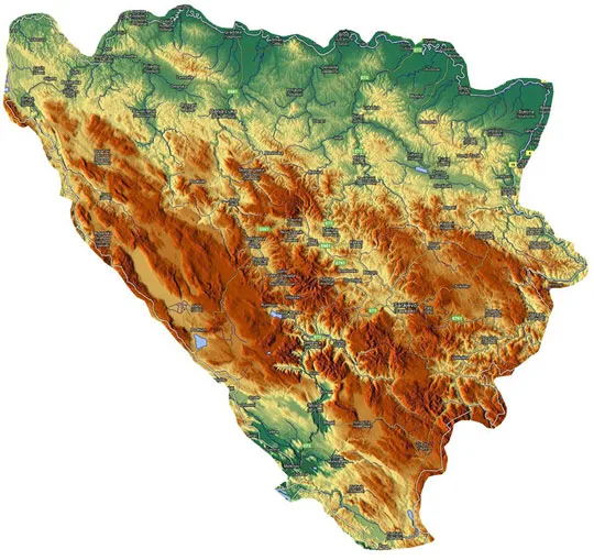 Bosna i Hercegovina na karti zapadnog Balkana