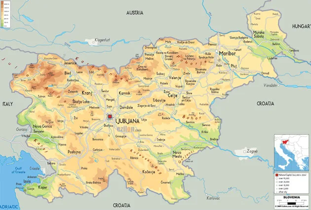Republika Slovenija na karti bivše SFRJ