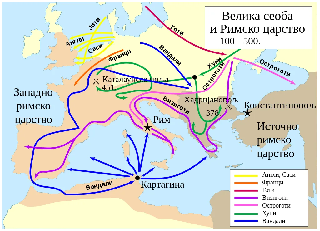 Karta pravaca velike seobe naroda