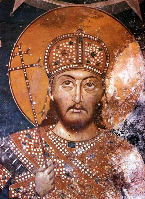 Freska cara Dušana, manastir Lesnovo, XIV vek