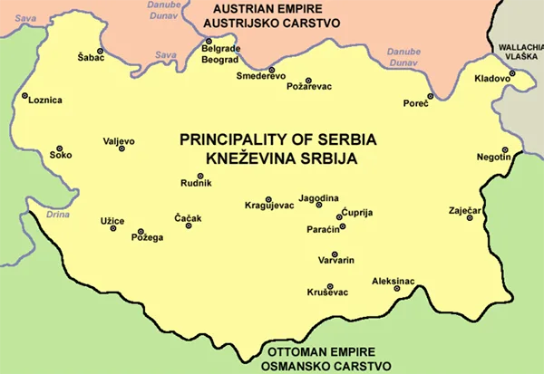 Karta Kneževine Srbije iz 1833. godine