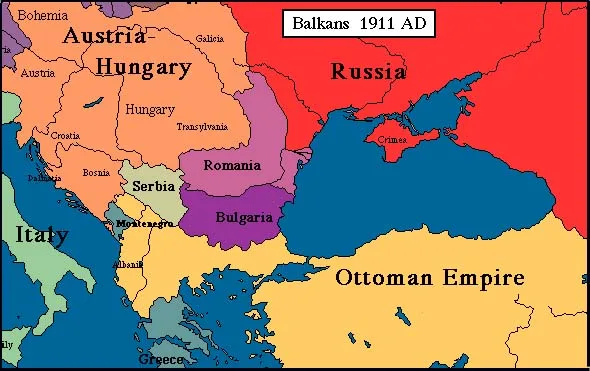 Mapa Balkana u vreme balkanskih ratova