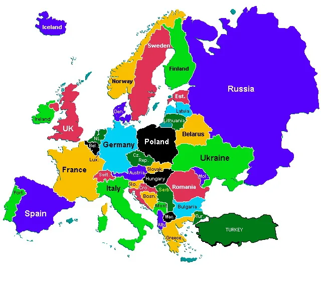 Politička mapa Evrope i države članice Evropske unije